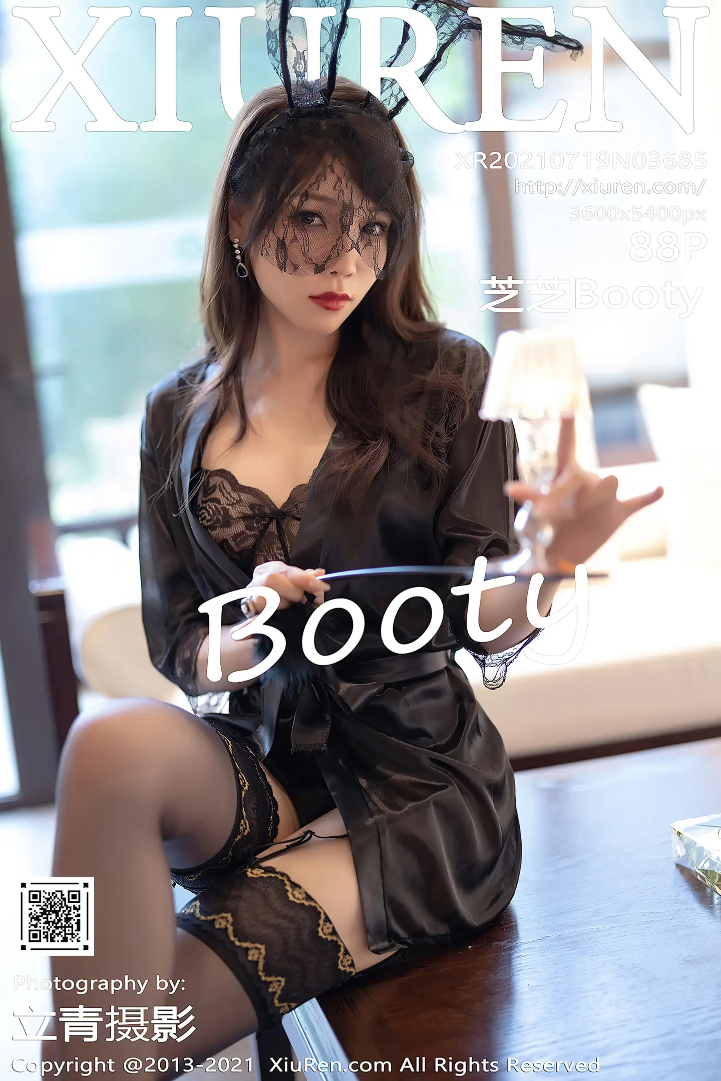 [XiuRen秀人网]No.3685_女神芝芝Booty黑色情趣内衣配蕾丝吊袜秀惹火身材诱惑写真88P-秀人网 - XiuRen.Space
